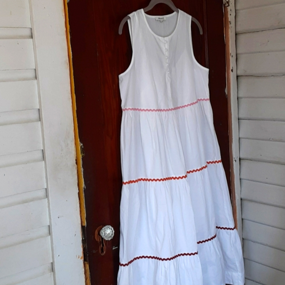 Madewell sz small Rickrack Cattail tiered midi length dress pit 16 inches